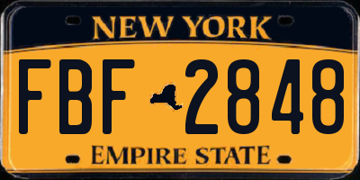 NY license plate FBF2848