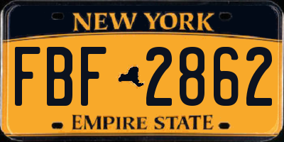 NY license plate FBF2862