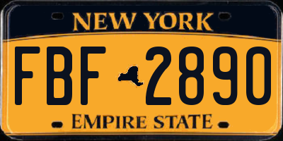 NY license plate FBF2890