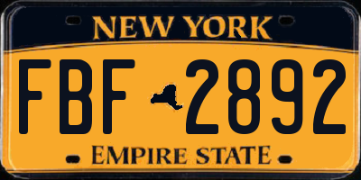 NY license plate FBF2892