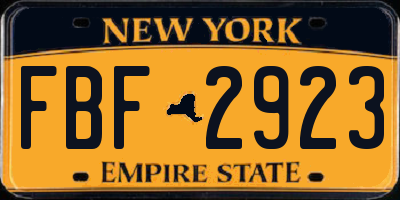NY license plate FBF2923