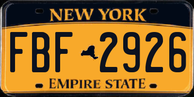 NY license plate FBF2926