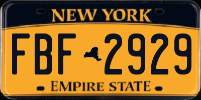 NY license plate FBF2929