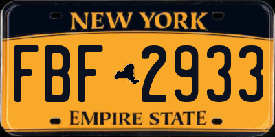 NY license plate FBF2933