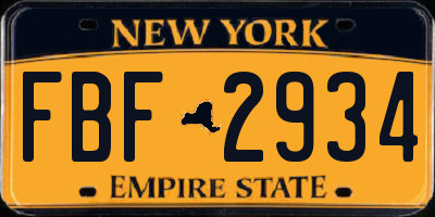 NY license plate FBF2934