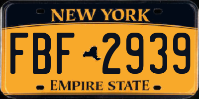 NY license plate FBF2939