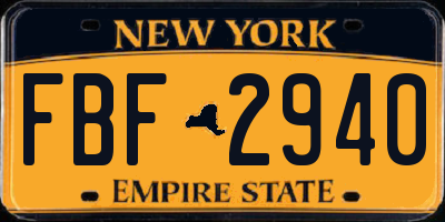 NY license plate FBF2940