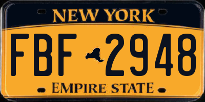 NY license plate FBF2948