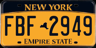 NY license plate FBF2949