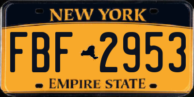 NY license plate FBF2953
