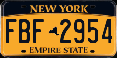 NY license plate FBF2954