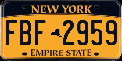 NY license plate FBF2959
