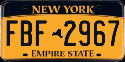 NY license plate FBF2967