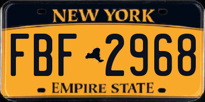 NY license plate FBF2968