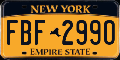 NY license plate FBF2990