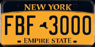 NY license plate FBF3000