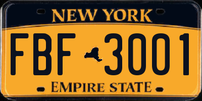 NY license plate FBF3001