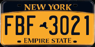 NY license plate FBF3021
