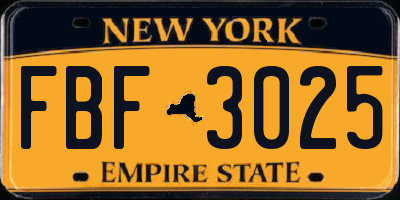 NY license plate FBF3025