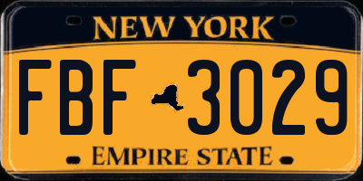 NY license plate FBF3029