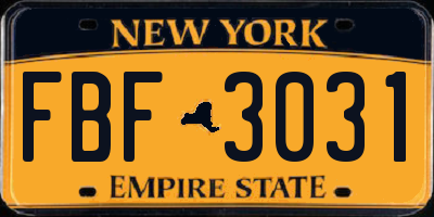 NY license plate FBF3031