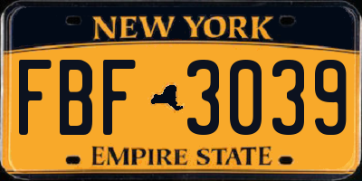 NY license plate FBF3039