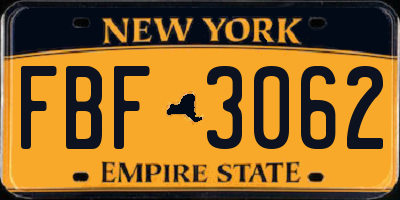 NY license plate FBF3062