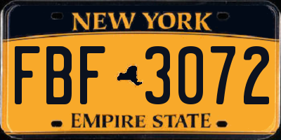 NY license plate FBF3072