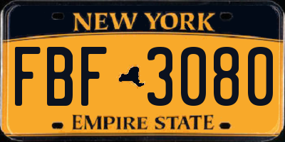 NY license plate FBF3080