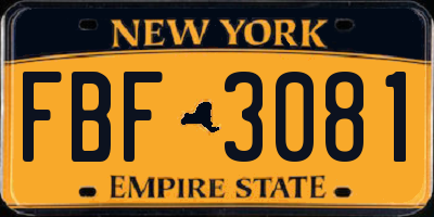 NY license plate FBF3081