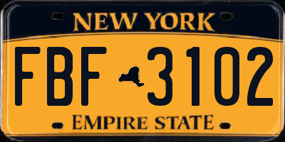 NY license plate FBF3102