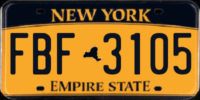 NY license plate FBF3105