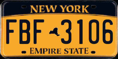 NY license plate FBF3106