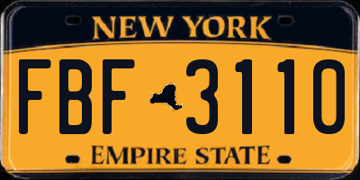 NY license plate FBF3110