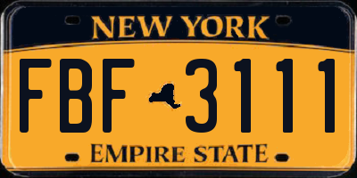 NY license plate FBF3111