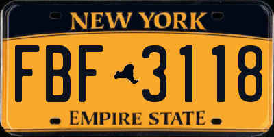 NY license plate FBF3118