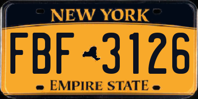NY license plate FBF3126