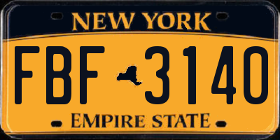 NY license plate FBF3140