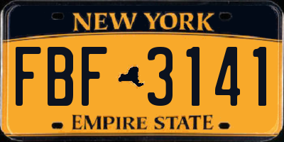 NY license plate FBF3141