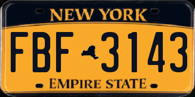NY license plate FBF3143