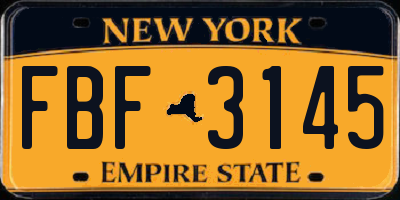 NY license plate FBF3145