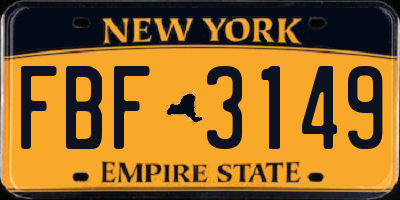 NY license plate FBF3149