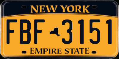 NY license plate FBF3151