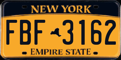 NY license plate FBF3162