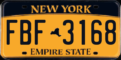 NY license plate FBF3168