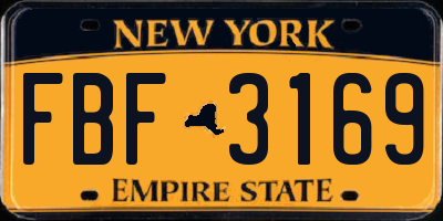 NY license plate FBF3169