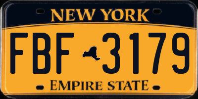 NY license plate FBF3179