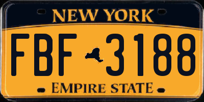 NY license plate FBF3188