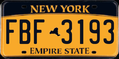 NY license plate FBF3193