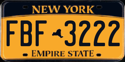 NY license plate FBF3222